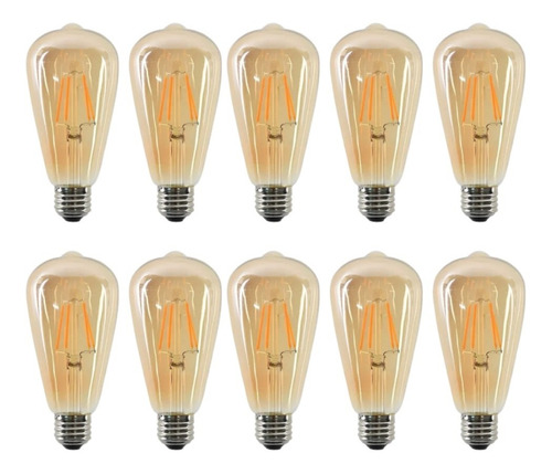 Pack X10 Ampolleta Vintage Led Edison Filamento E27 8w 