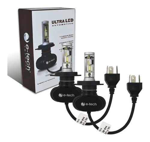 Kit Lampada Ultra Led E-tech Encaixe H7 8000k 6000 Lumens