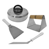 Kit Smash Burguer Abafador Espátulas Para Cozinha Industrial