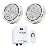 2 Luces Para Pileta Led Rgb 12w +fuente+control R+2 Adap Fib