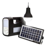 Panel Solar Lámpara Con Batería 3 Bombillos Newgd-8017