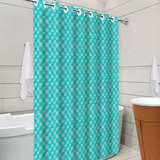 Cortina Para Box Banheiro Antimofo 3d Azul Tiffany C/ Ilhós