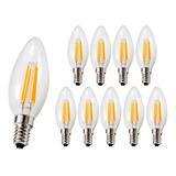 Pack 10 Ampolleta Led Vela E14 4w Filamento Vintage Sumatel