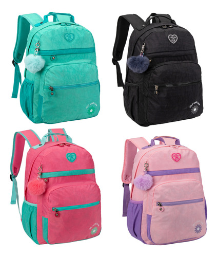 Mochila Escolar Juvenil Feminina Crinkle Kika Kk24m14