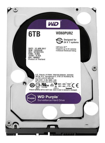 Hd Wd Purple Surveillance 6tb 3.5 Sata Western Digital