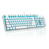 Teclado Mecanico Blanco Retropunk Retroiluminado Azul