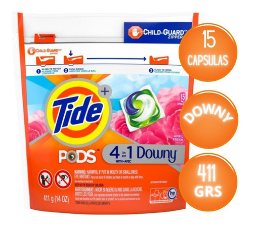 Tide Detergente Capsulas Pods Downy 15 Ct