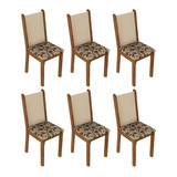 Kit 6 Cadeiras 4291 Madesa - Rustic/crema/bege Marrom