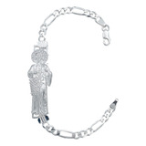 Pulsera Esclava San Judas Zirconia Figaro 3x1 Plata 925 5 Mm