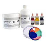 Kit Resina Al Agua Ecocryl +3 Pigmentos Líquidos + Molde