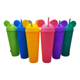 Pack Con 30 Vasos 500ml Texturizados Tapa Popote Colores