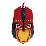 Mouse Gamer De Juego Iron Man Marvel Luces Led Rgb Botones Dpi Usb Ergonomico Optico Negro