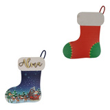 Kit 2 Botas Personalizadas Navidad Decoración Pintadas Mdf 