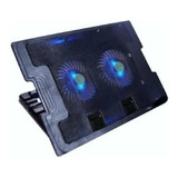 Base Cooler Para Notebook De 17 Con Posiciones Videcom Color Celeste Color Del Led Azul