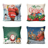 Kit 4 Capas De Almofadas De Natal Decoração Para Sofá 40x40