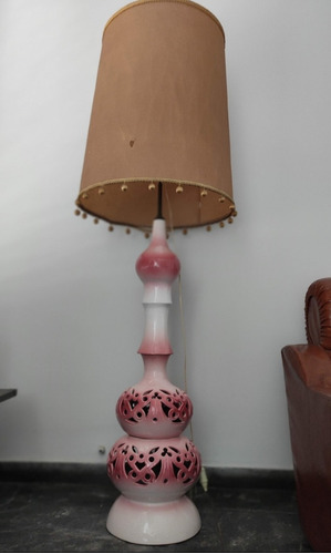Lámpara De Cerámica Calada Rosa Antigüedad 