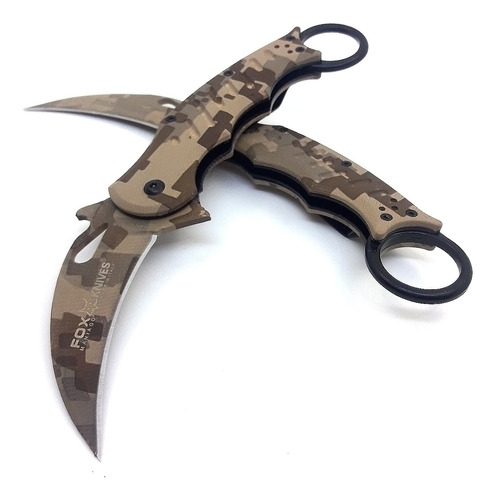 Navaja Defensa Personal Kerambit Knive Pixel Coyote Fox Fa30