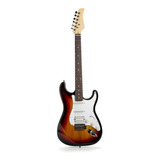 Guitarra Eléctrica Femmto Stratocaster Eg001 De Aliso 2020 Naranja Y Negra Brillante Con Diapasón De Mdf