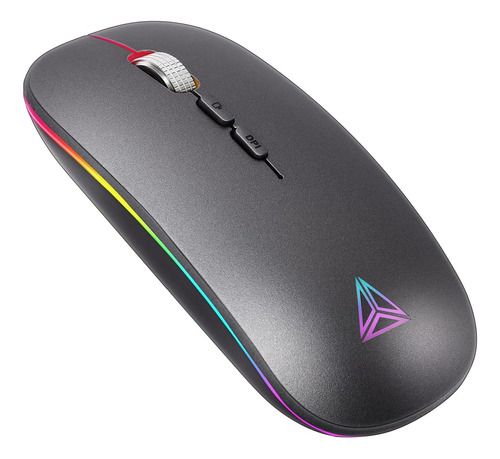 Mouse Inalámbrico Uineer Led Rgb, Bluetooth, Gris