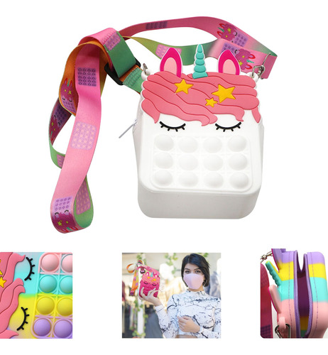 Fidget Toy Kitunicorn Pop It Toy Bolsa De Moedas Unicórnio