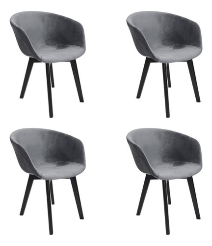 Set X4 - Silla Sillón Living Comedor New Tulip Tapizado Pana