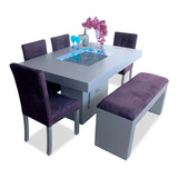 Comedor Minimalista Mod Busan 6 Sillas Moderno