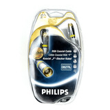 2 Cabo Coaxial Philips Swv3536/10 Folhado Ouro 24k 2m 