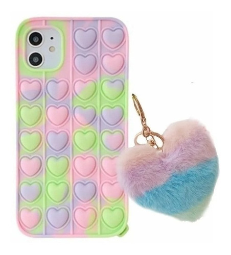 Funda Case Generica Para iPhone Silicona Pop It Con Llavero