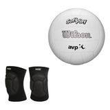 Combo Pelota Vóley Wilson Cuero Sintético + Rodillera Proyec