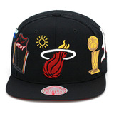 Miami Heat Gorra Ajustable Con Cierre A Presión  Negro/rojo