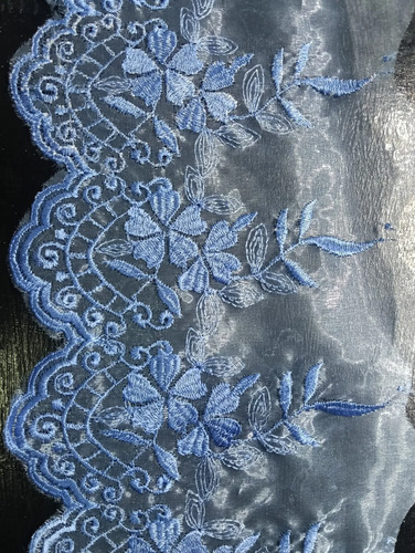 Tira Bordada Organza Azul Cielo