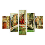 Set De 5 Cuadros Hermosa Pintura Venecia 114x185cm
