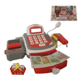 Caja Registradora Infantil Grande Microfono Calculadora Roja