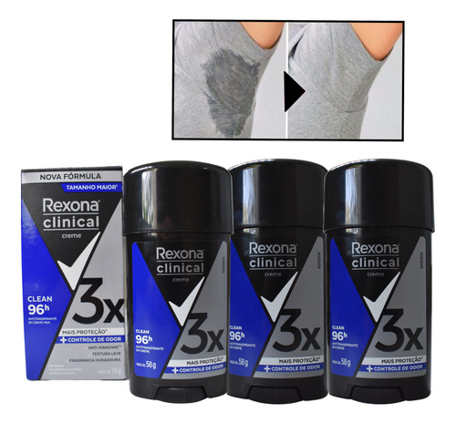 3 Desodorante Antitranspirante Rexona Clinical Men Creme 58g