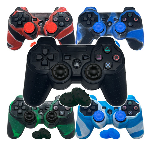 1 Capa Case Silicone Controle Ps3 + 2 Grips