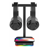 Soporte Para Auriculares Doble Rgb Con Cargador Inalámbrico 