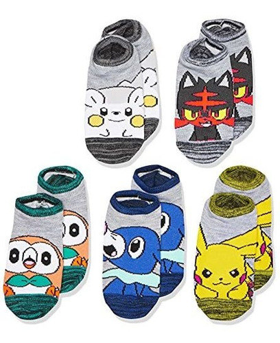 Calcetines Casuales Para Niños Pokémon Boys, Paquete De 5 Un