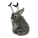 Decoración De Pascua Estatuilla Conejo Jackalope Gris