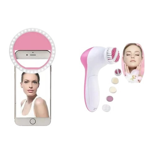 Lampara Aro Luz Led Selfies Recargable + Exfoliador 5 En 1 