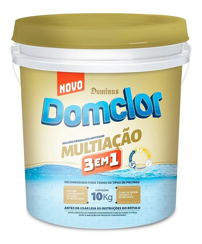 Cloro Multiação 3 Em 1 Domclor 10kg Dominus Piscina Balde