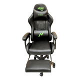 Silla Gamer Masajeadora Luces Rgb Sillon Pc Ofici Noga Magma Color Negro Material Del Tapizado Cuero Sintético