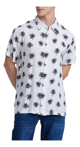 Camisa Casual Hawaiana Con Estampado Tropical De Calavera