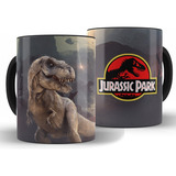 Caneca Jurassic Park Cerâmica Alça Preta Xícara + Caixa