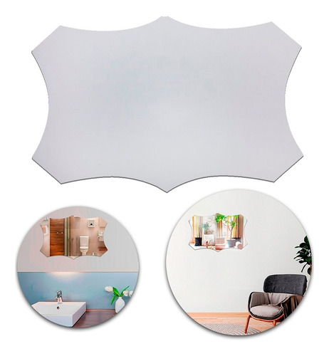 Espelho Adesivo Decorativo Quadrado Oval Banheiro 35x50cm