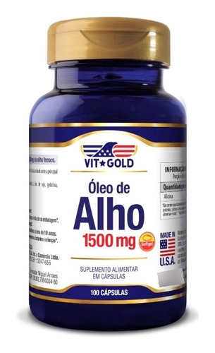 Óleo De Alho 1500mg Vitgold Com 100 Cápsulas