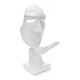 Máscara Sopro Decorativa Branco Em Cerâmica 35x16x20 Cm