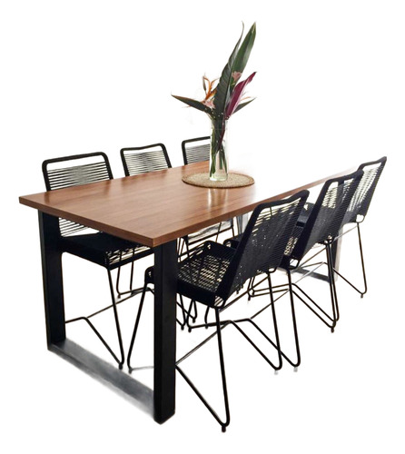 Mesa Industrial Comedor Hierro Y Madera 180 X 80 Laqueada