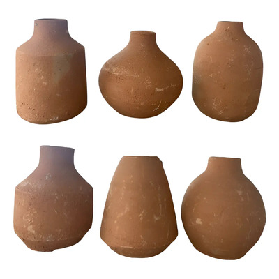 10 Jarrones De Barro 15cm Centros De Mesa Decorativos Marron Marrón Geométrico | Envío gratis