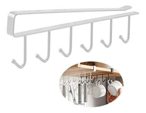 Organizador Colgante Porta Taza Alacena Estante Metal Cocina