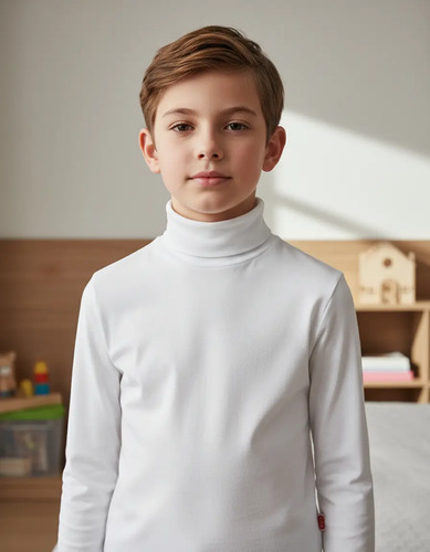 3 Playeras Manga Larga Niños Algodón Cuello Ruso Talla 2a12